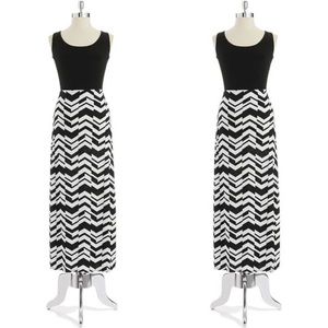 Black & white chevron cross-back maxi dress